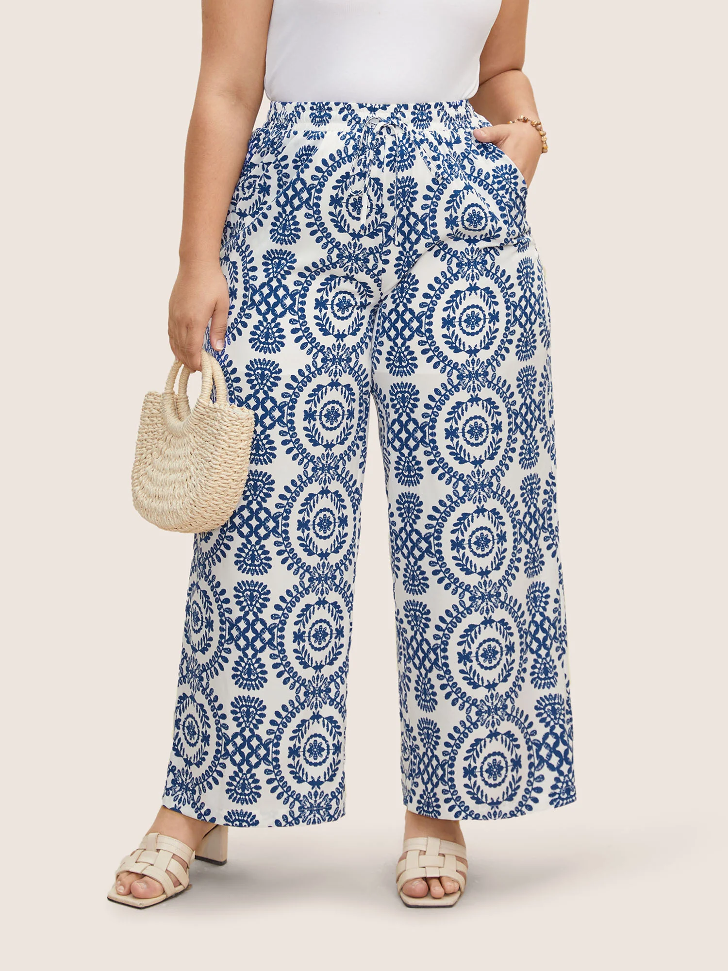 Bandana Print Drawstring Wide Leg Pants - Image 2