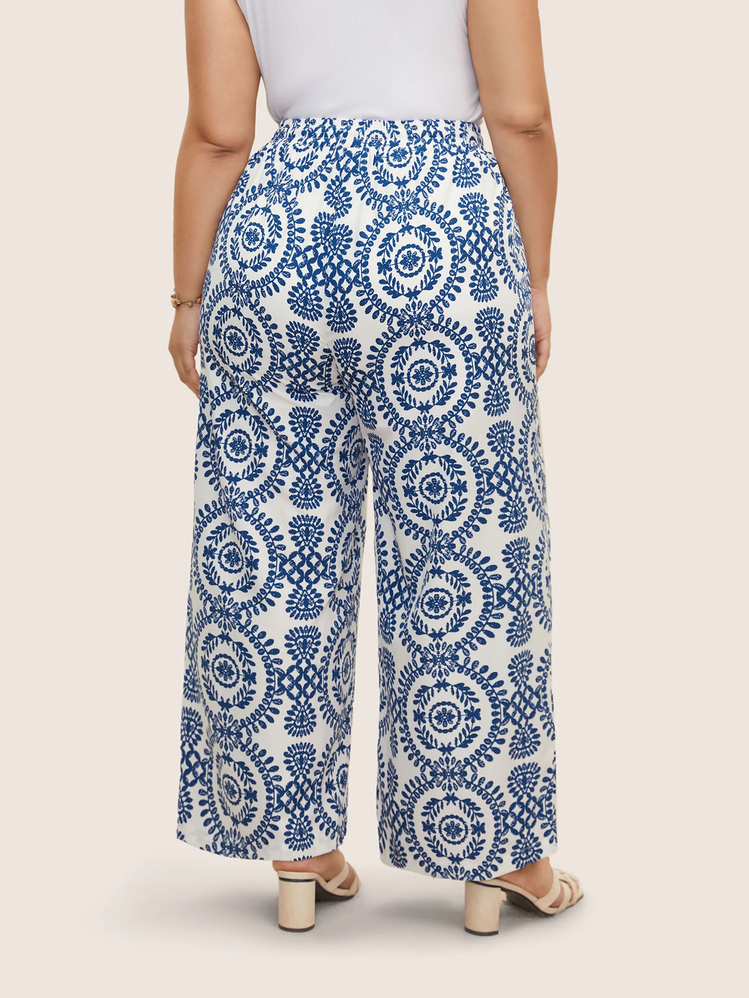 Bandana Print Drawstring Wide Leg Pants - Image 5