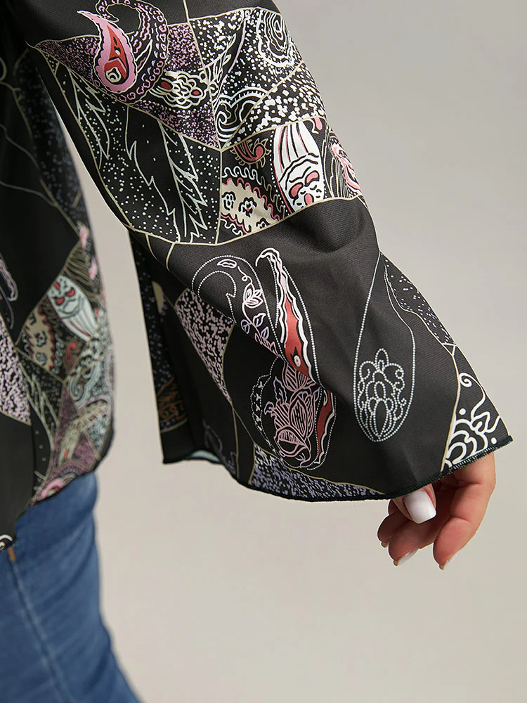 Bandana Print Elastic Waist Blouse - Image 7