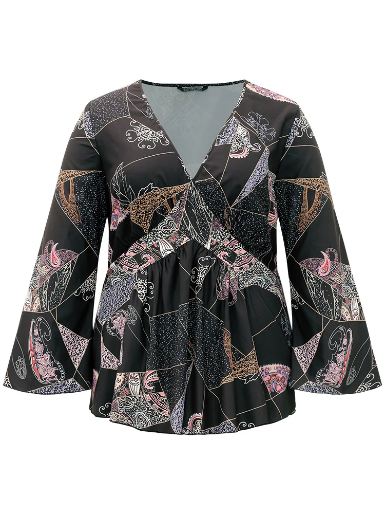Bandana Print Elastic Waist Blouse - Image 8