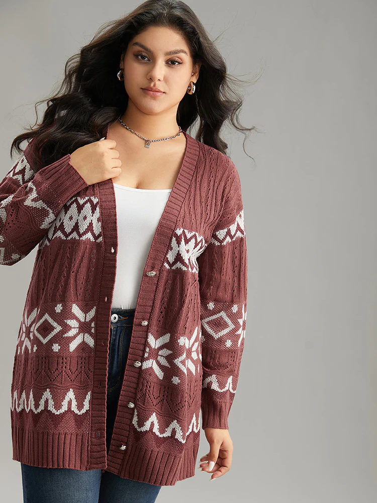Bandana Print Eyelet Metal Button Fly Cardigan - Image 3