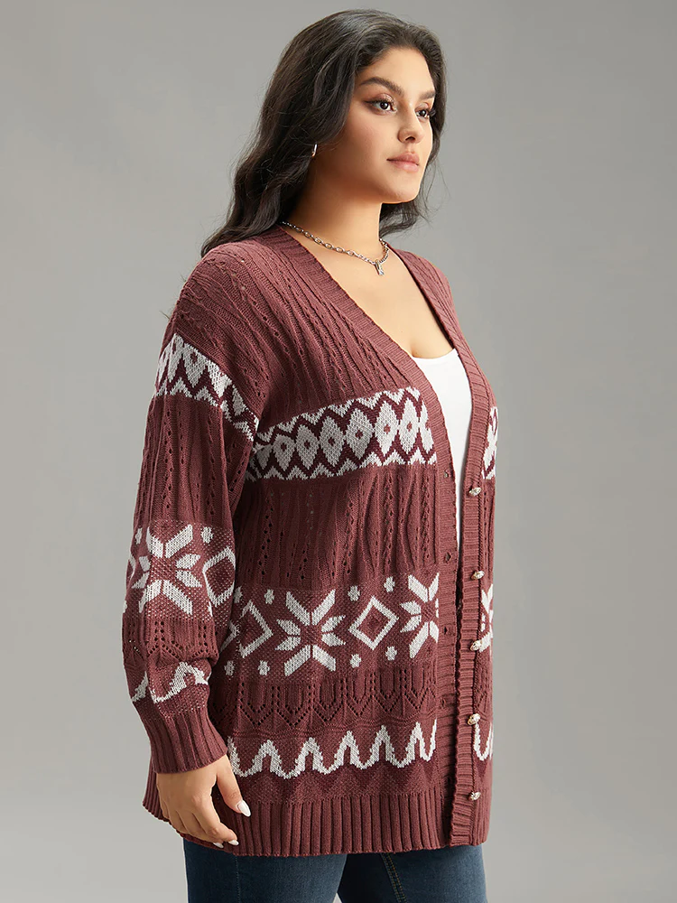 Bandana Print Eyelet Metal Button Fly Cardigan - Image 5