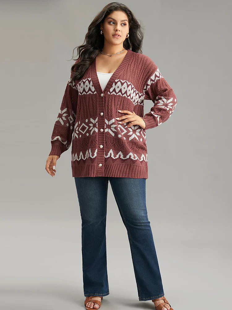 Bandana Print Eyelet Metal Button Fly Cardigan - Image 6