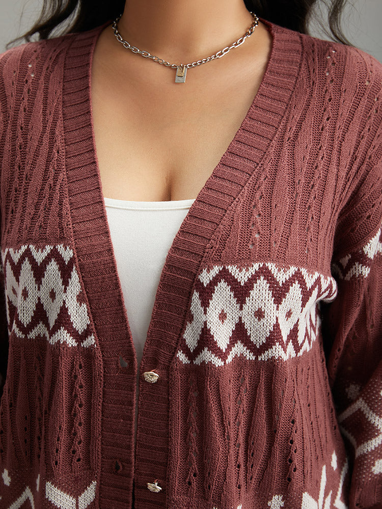 Bandana Print Eyelet Metal Button Fly Cardigan - Image 7