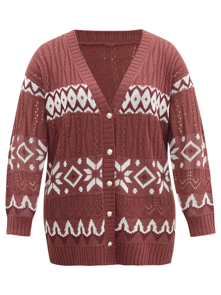 Bandana Print Eyelet Metal Button Fly Cardigan - Image 9