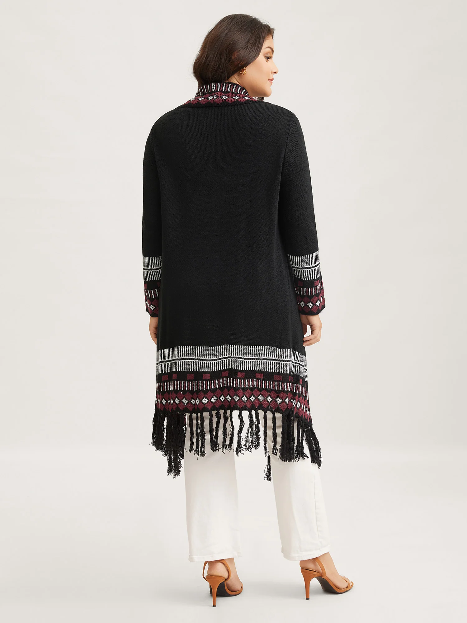 Bandana Print Fringe Trim Maxi Cardigan - Image 4
