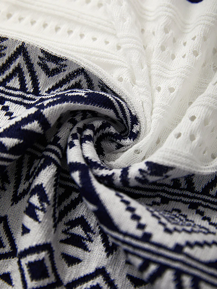 Bandana Print Geo Eyelet Ties Front Cardigan - Image 8