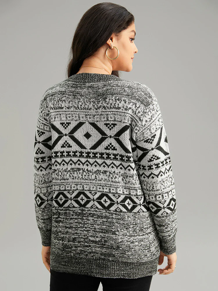 Bandana Print Heather Loose Pullover - Image 2