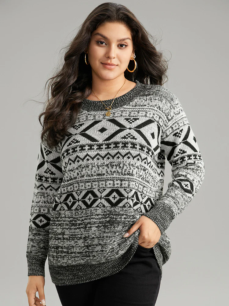Bandana Print Heather Loose Pullover - Image 3