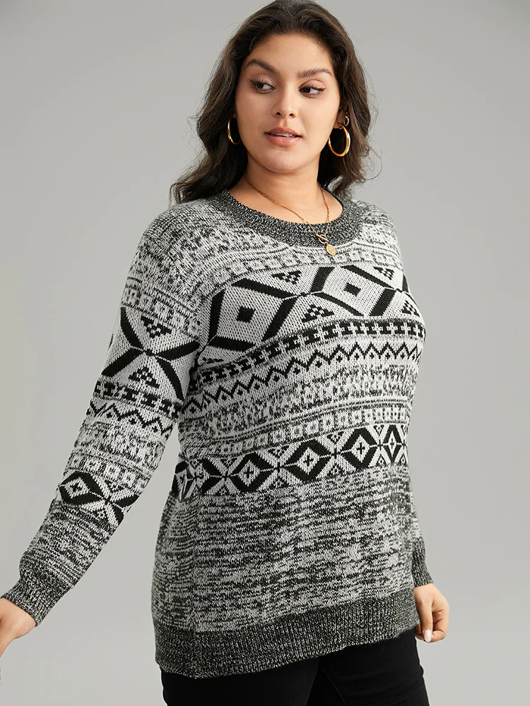 Bandana Print Heather Loose Pullover - Image 4
