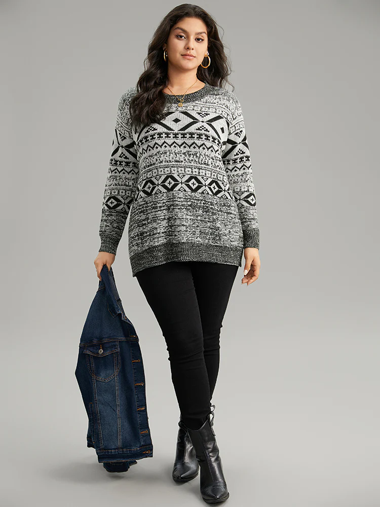 Bandana Print Heather Loose Pullover - Image 5