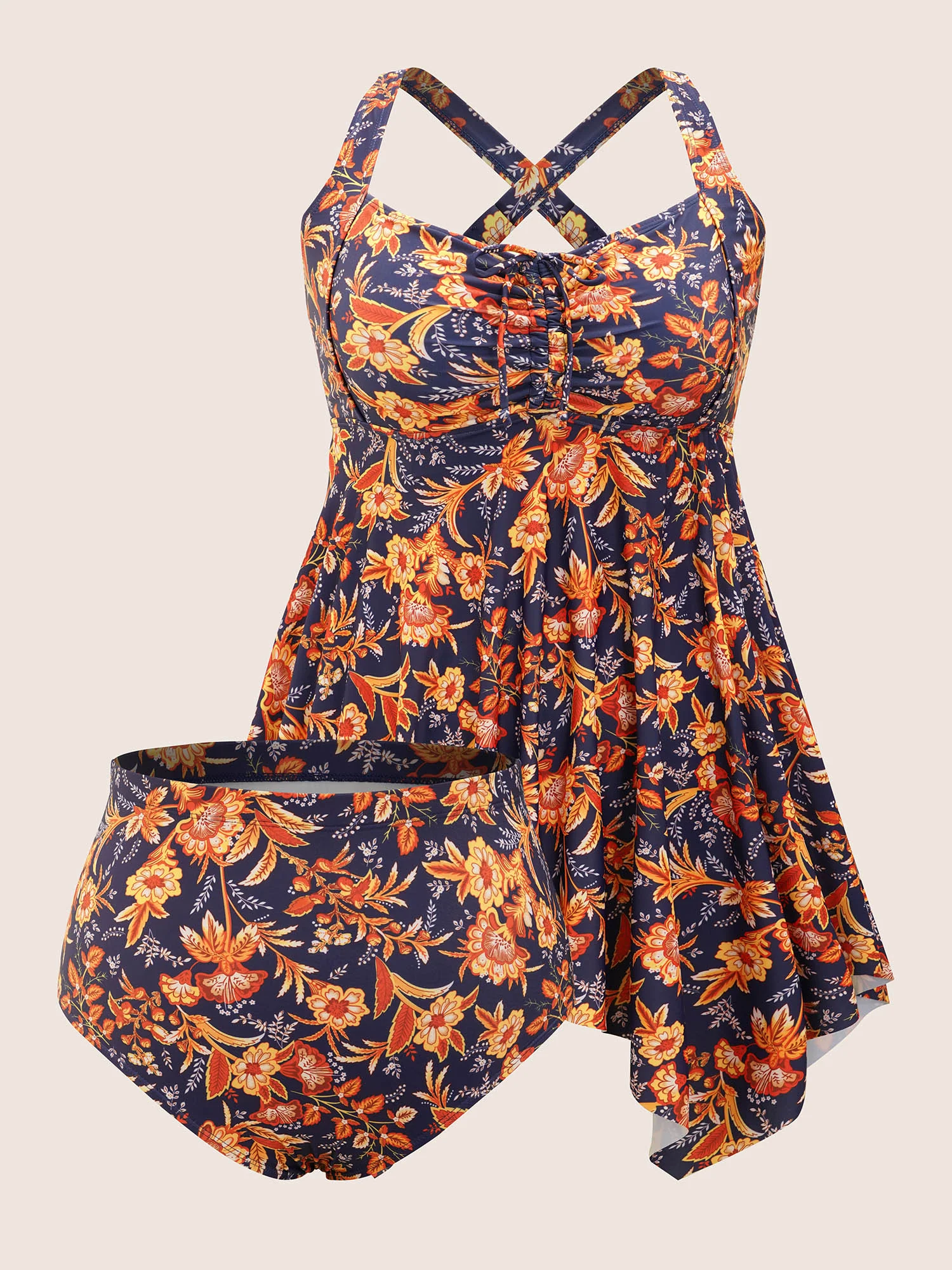 Bandana Print Knotted Asymmetrical Hem Swim Dress - Image 10