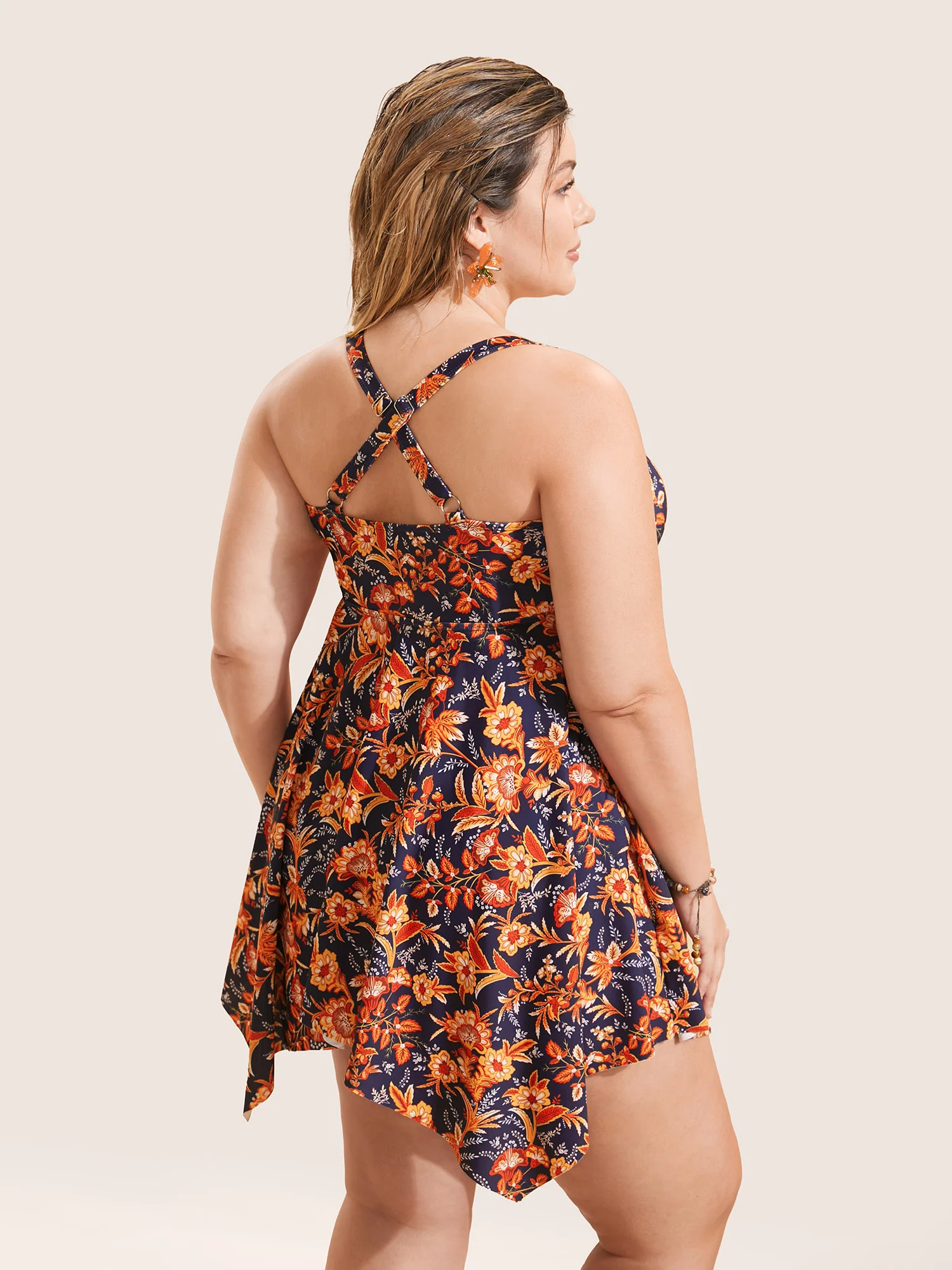 Bandana Print Knotted Asymmetrical Hem Swim Dress - Image 2