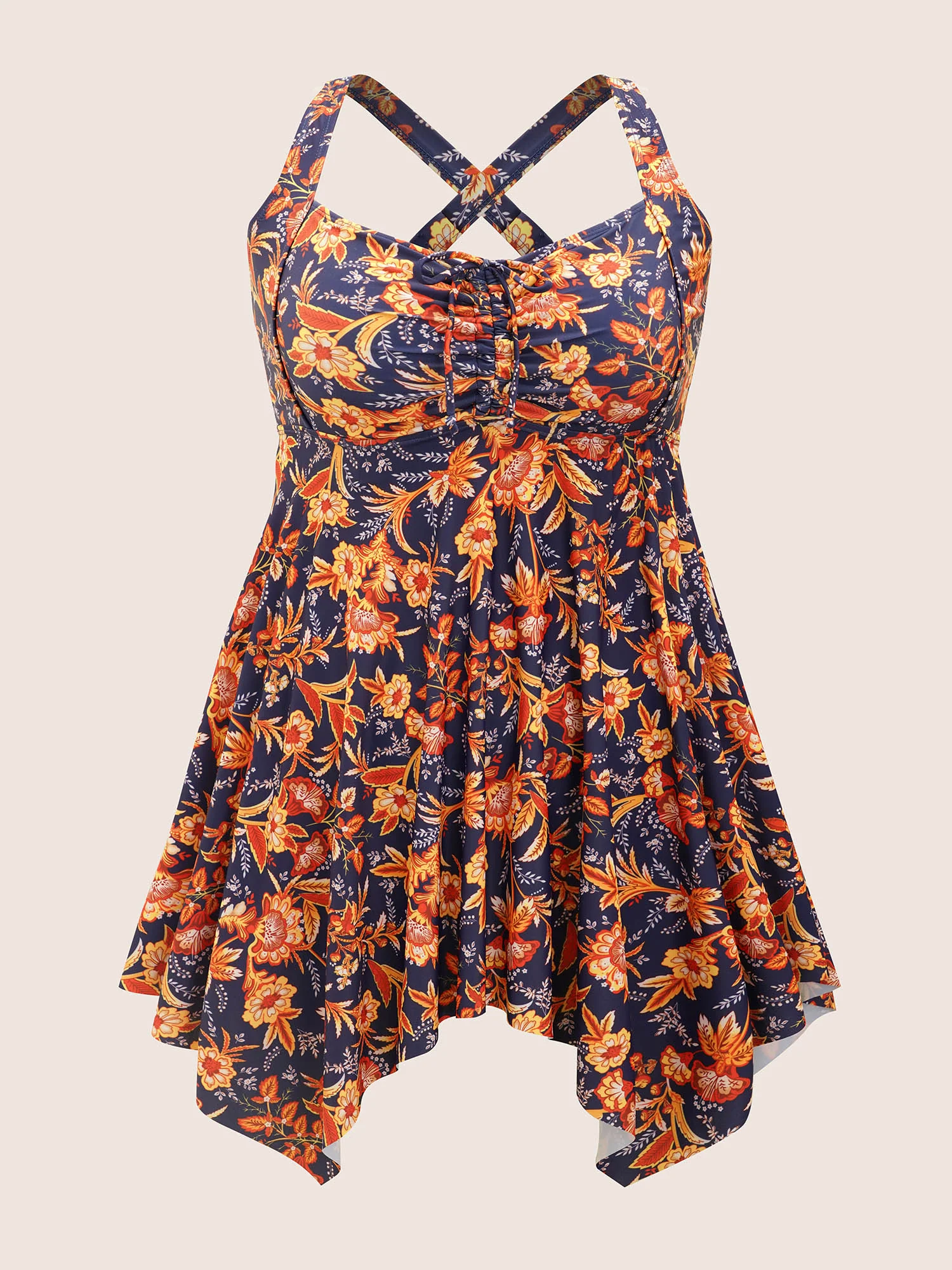 Bandana Print Knotted Asymmetrical Hem Swim Dress - Image 8