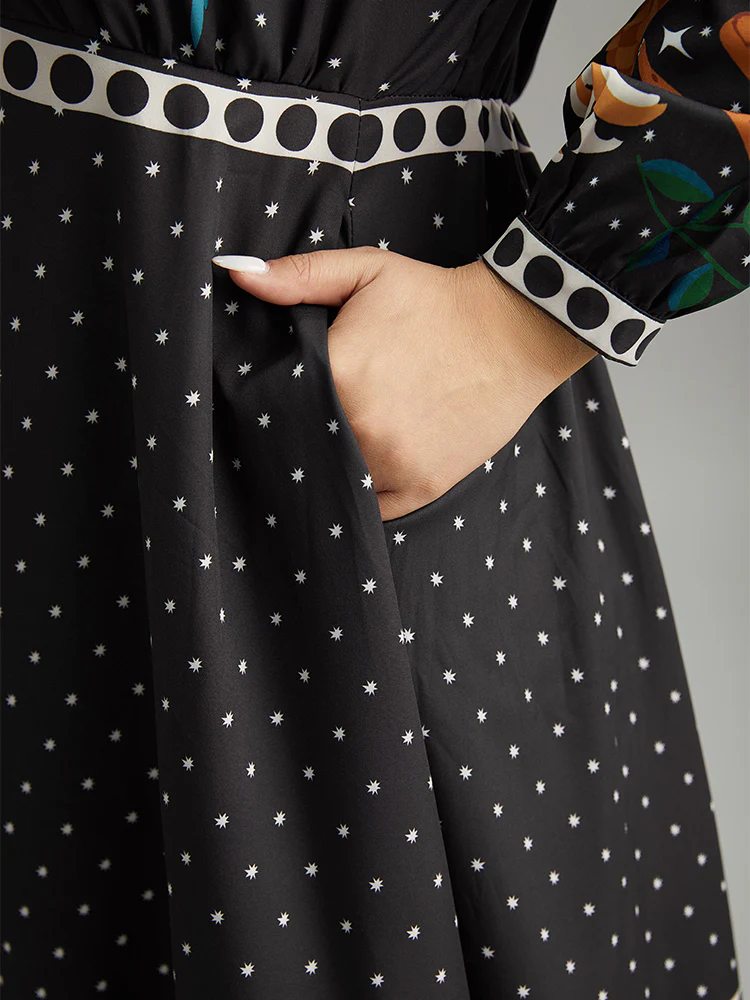 Bandana Print Lantern Sleeve Ruffle Hem Dress - Image 6