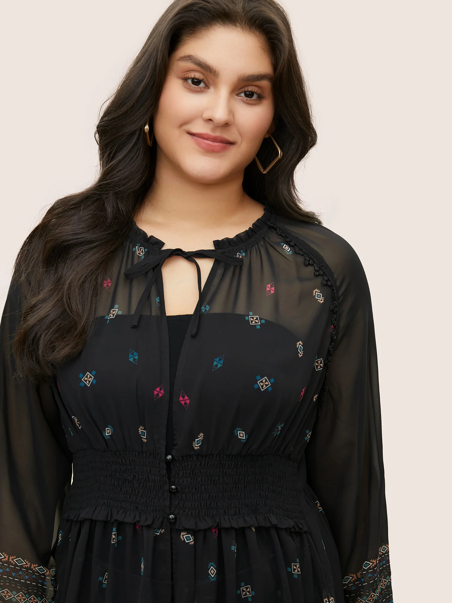 Bandana Print Mesh Shirred Split Side Kimono - Image 3