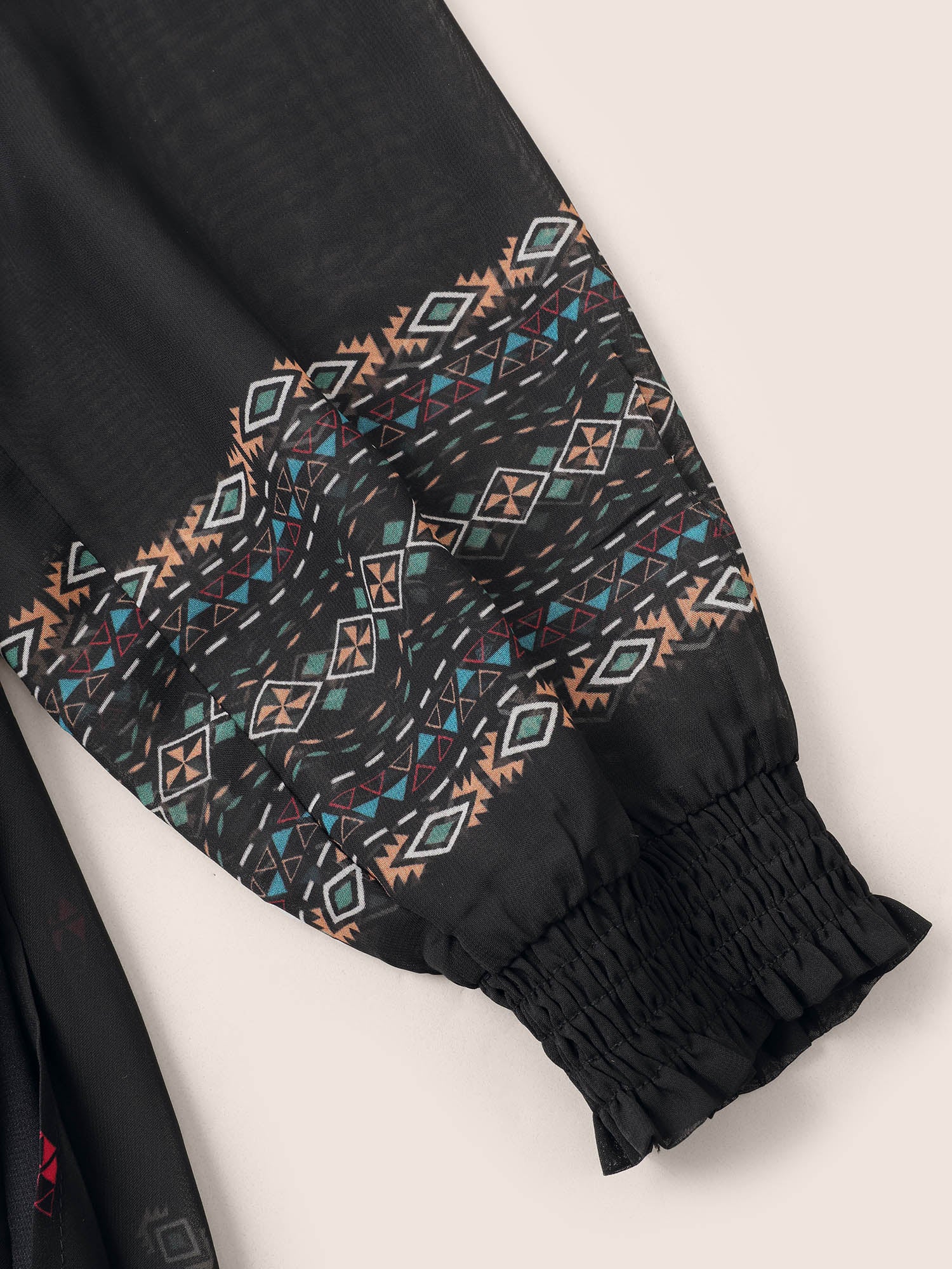 Bandana Print Mesh Shirred Split Side Kimono - Image 7