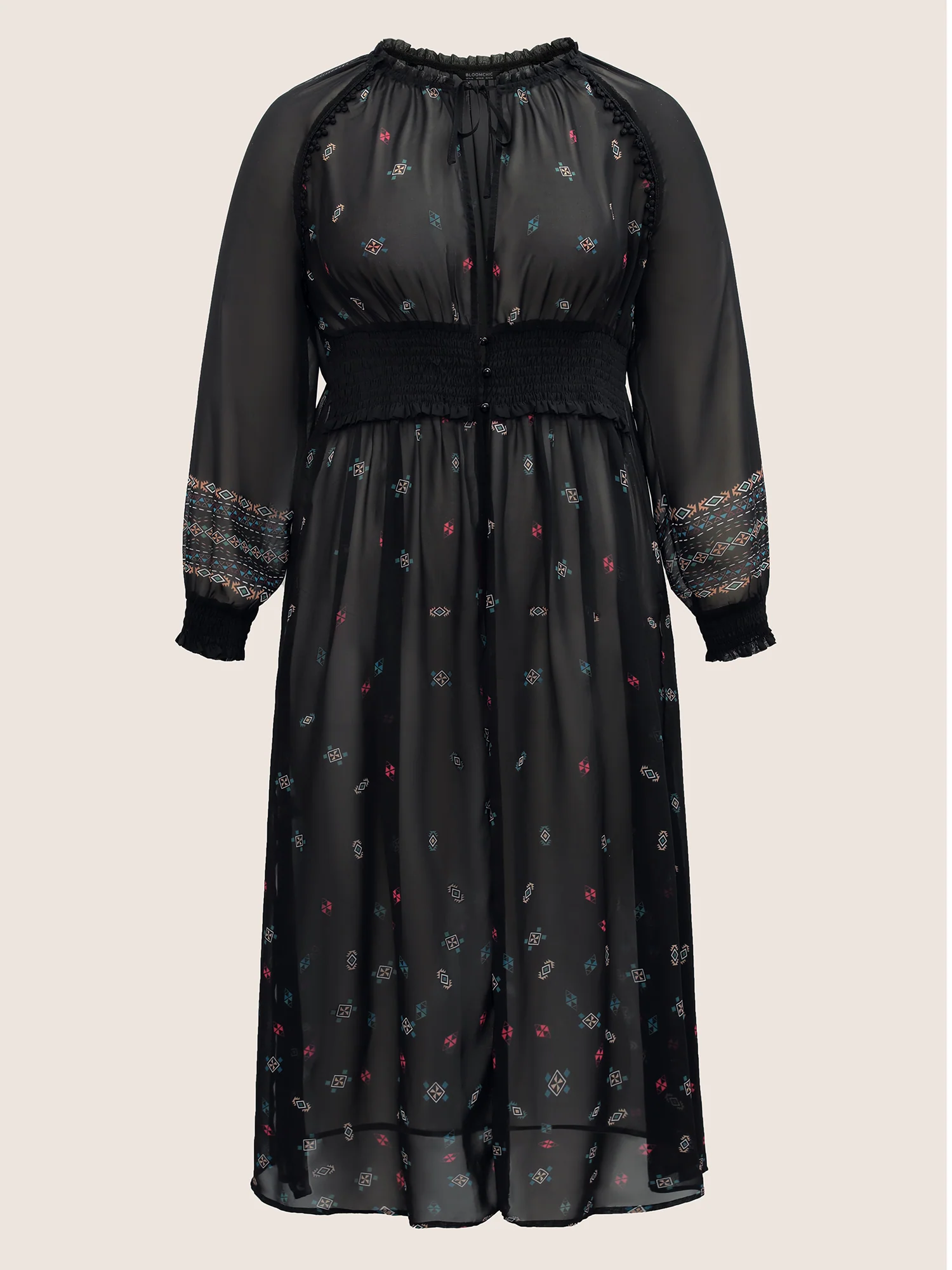 Bandana Print Mesh Shirred Split Side Kimono - Image 8