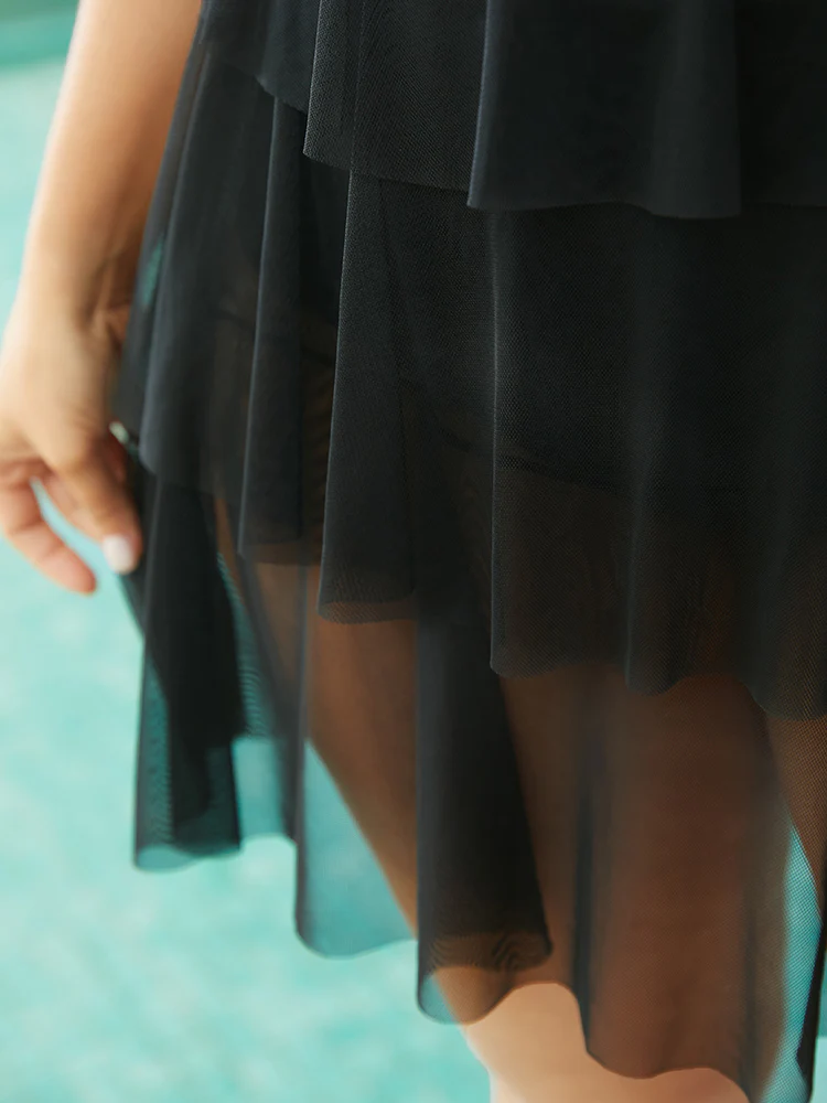 Bandana Print Mesh Tiered Hem Swim Dress - Image 8
