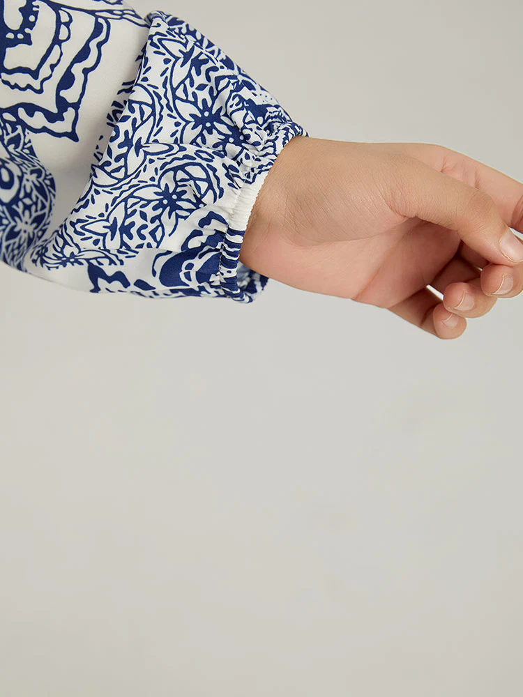 Bandana Print Notched Belted Dress - Image 9