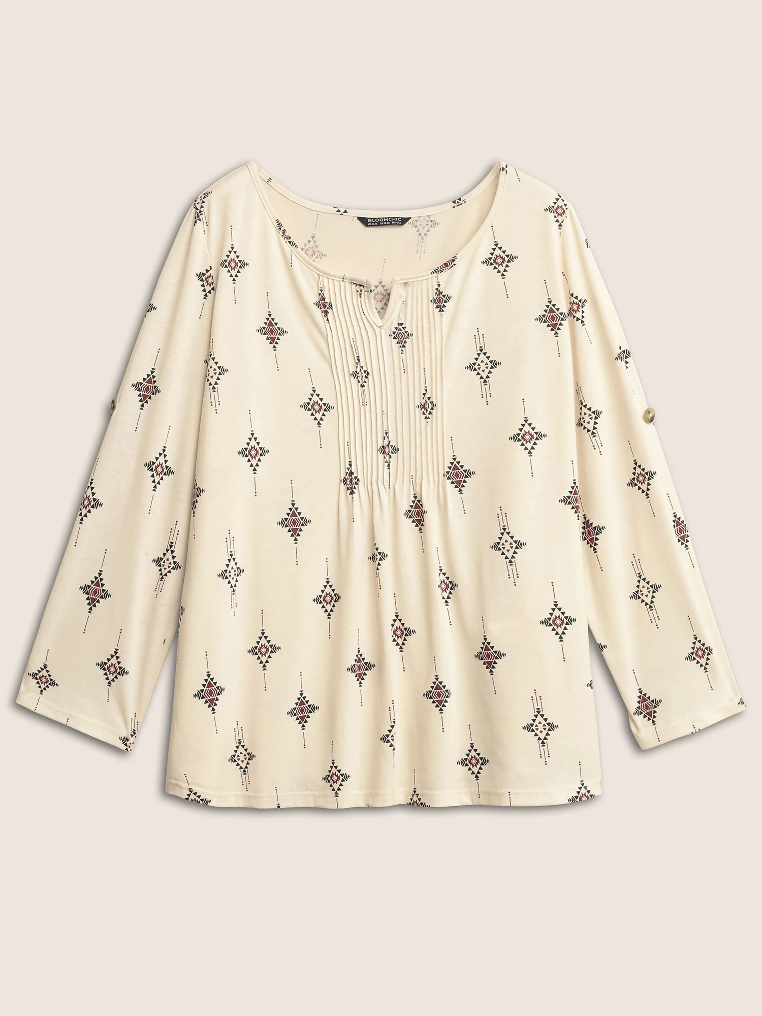 Bandana Print Notched Pleated Tab Sleeve T-shirt - Image 7