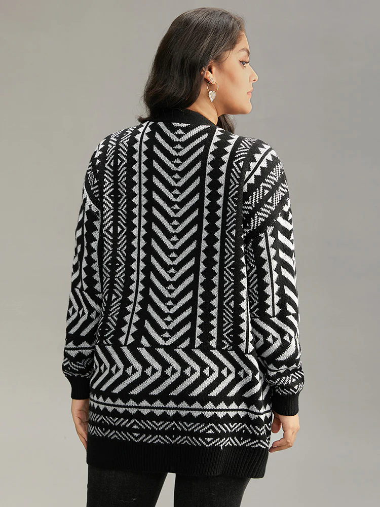 Bandana Print Open Front Loose Cardigan - Image 2