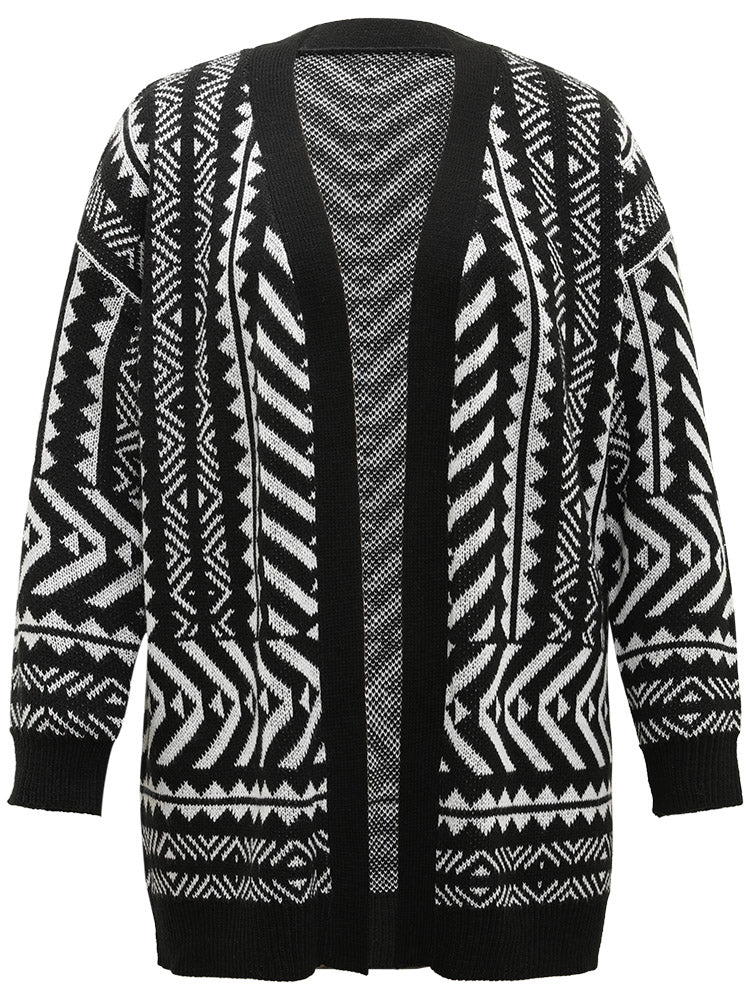 Bandana Print Open Front Loose Cardigan - Image 7