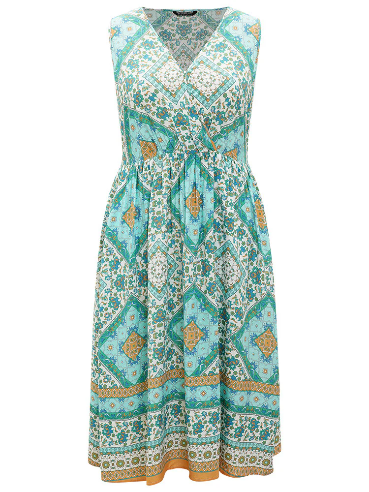 Bandana Print Overlap Collar Pocket Tank Dress - Image 11