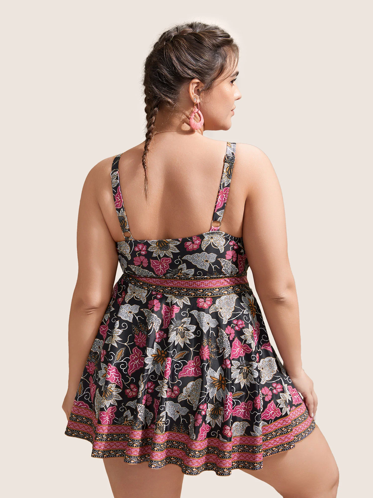Bandana Print Overlap Collar Swim Dress - Image 2