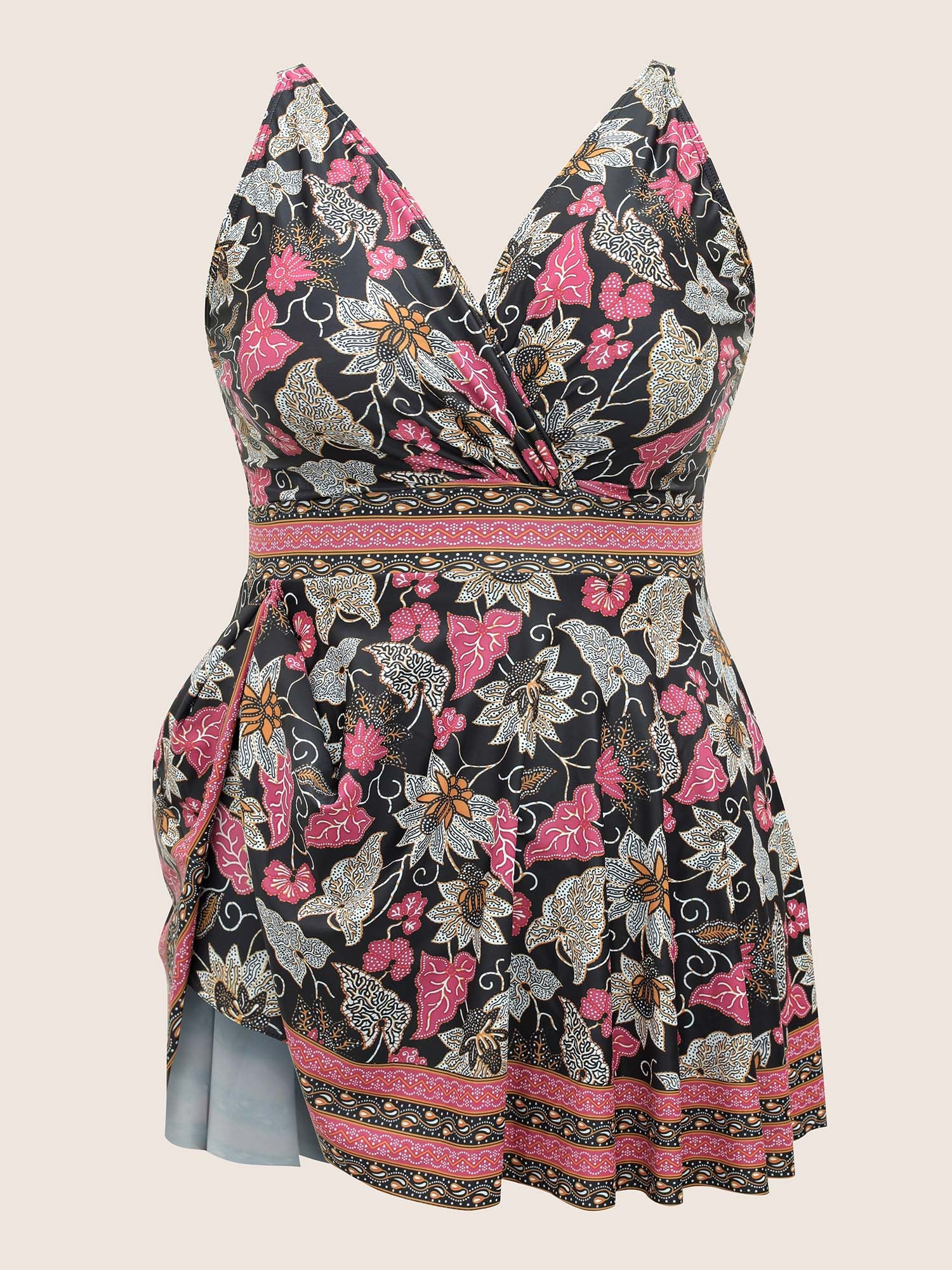 Bandana Print Overlap Collar Swim Dress - Image 7