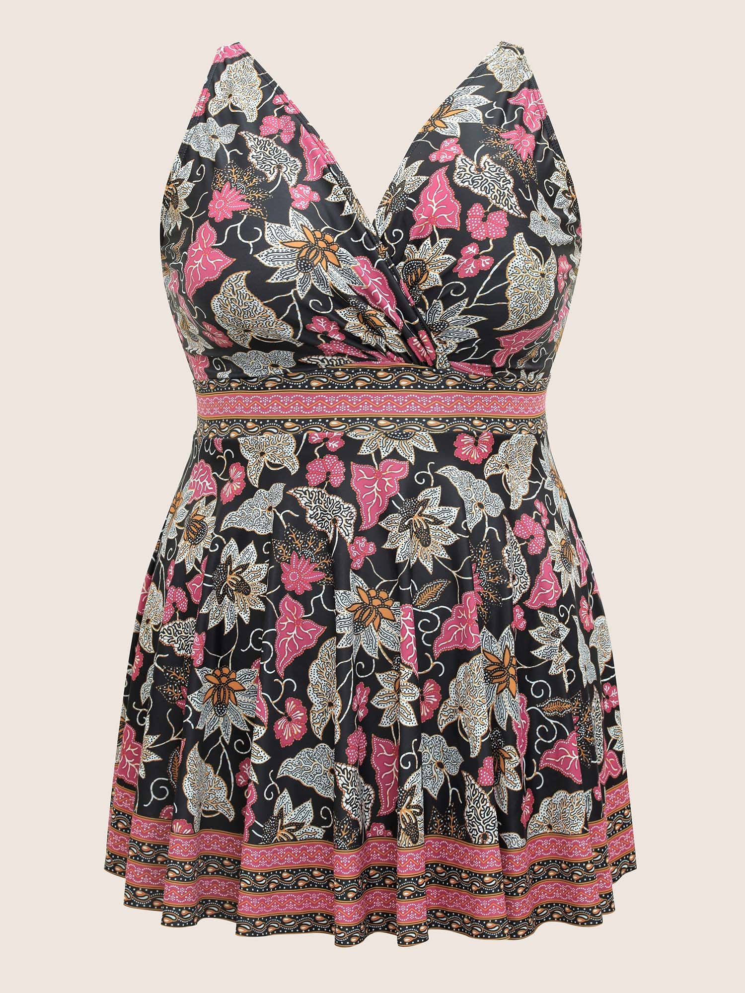 Bandana Print Overlap Collar Swim Dress - Image 8