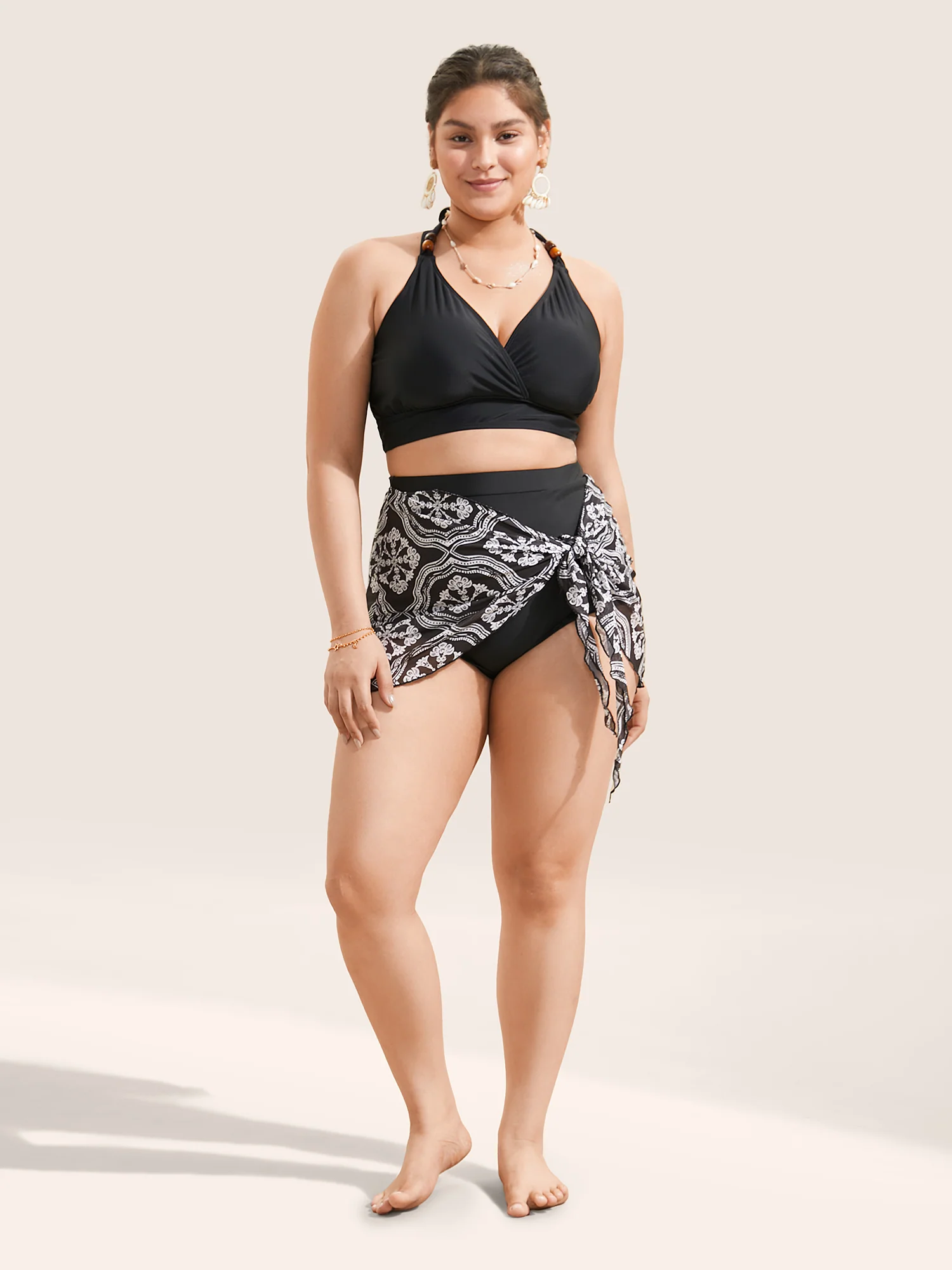 Bandana Print Patchwork Bowknot Swim Bottom - Image 3