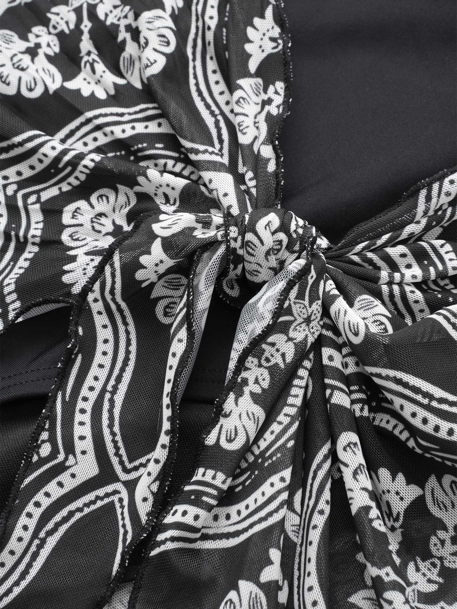 Bandana Print Patchwork Bowknot Swim Bottom - Image 5