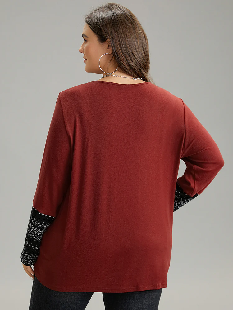 Bandana Print Patchwork Contrast T-shirt - Image 2
