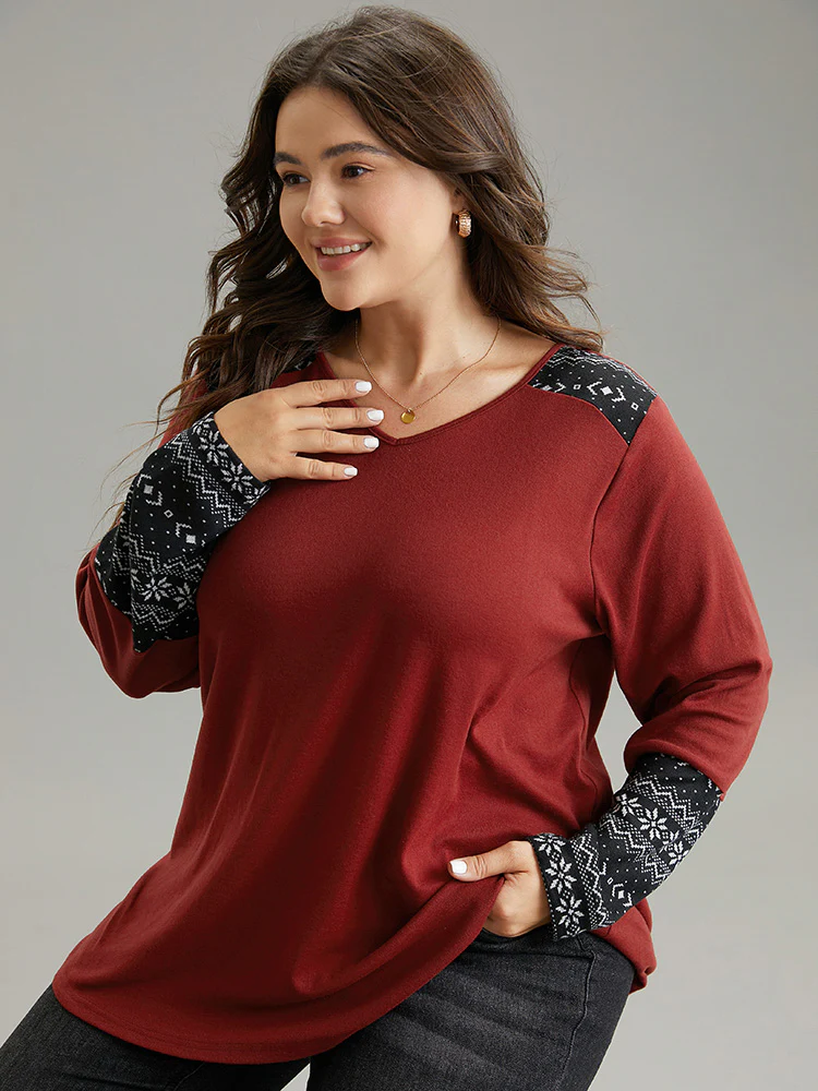 Bandana Print Patchwork Contrast T-shirt - Image 3