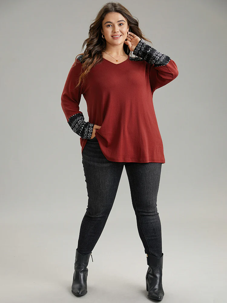 Bandana Print Patchwork Contrast T-shirt - Image 4