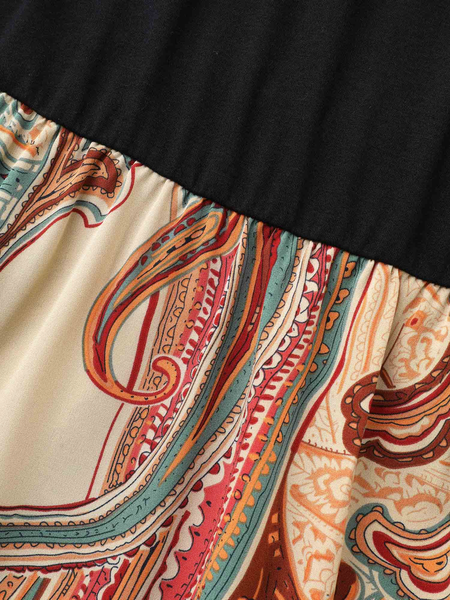 Bandana Print Patchwork Elastic Waist Dress - Image 7