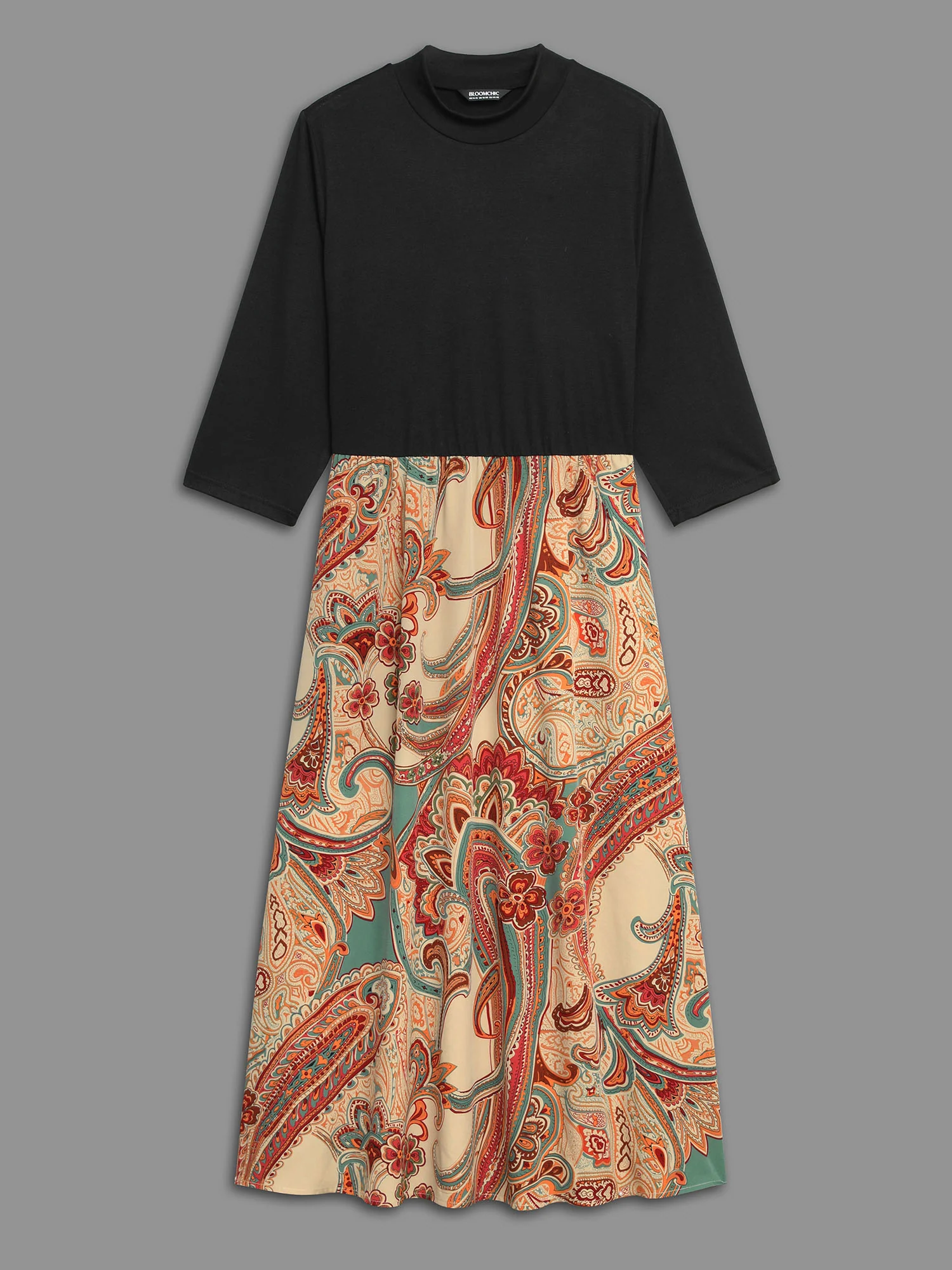 Bandana Print Patchwork Elastic Waist Dress - Image 8