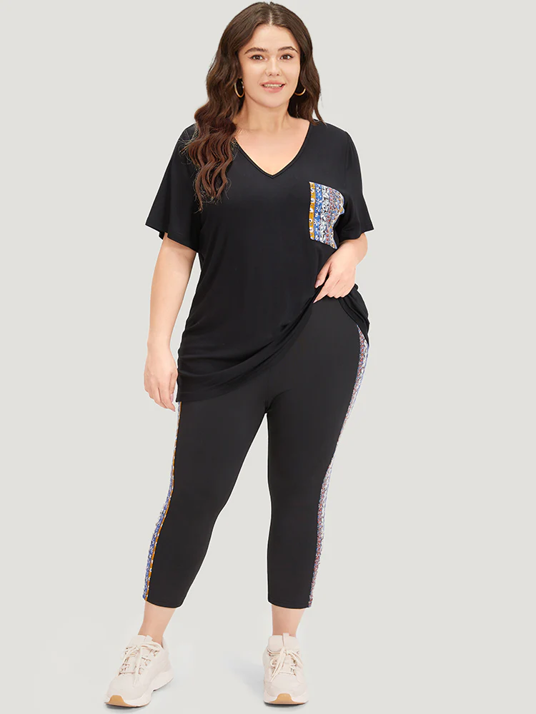 Bandana Print Patchwork Pocket Pants - Image 2