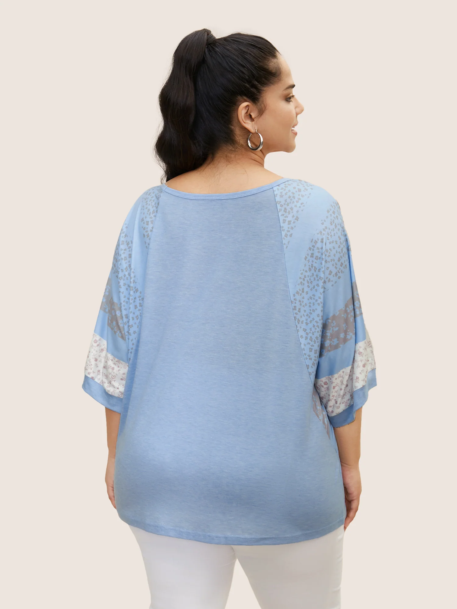 Bandana Print Patchwork Raglan Sleeve T-shirt - Image 4