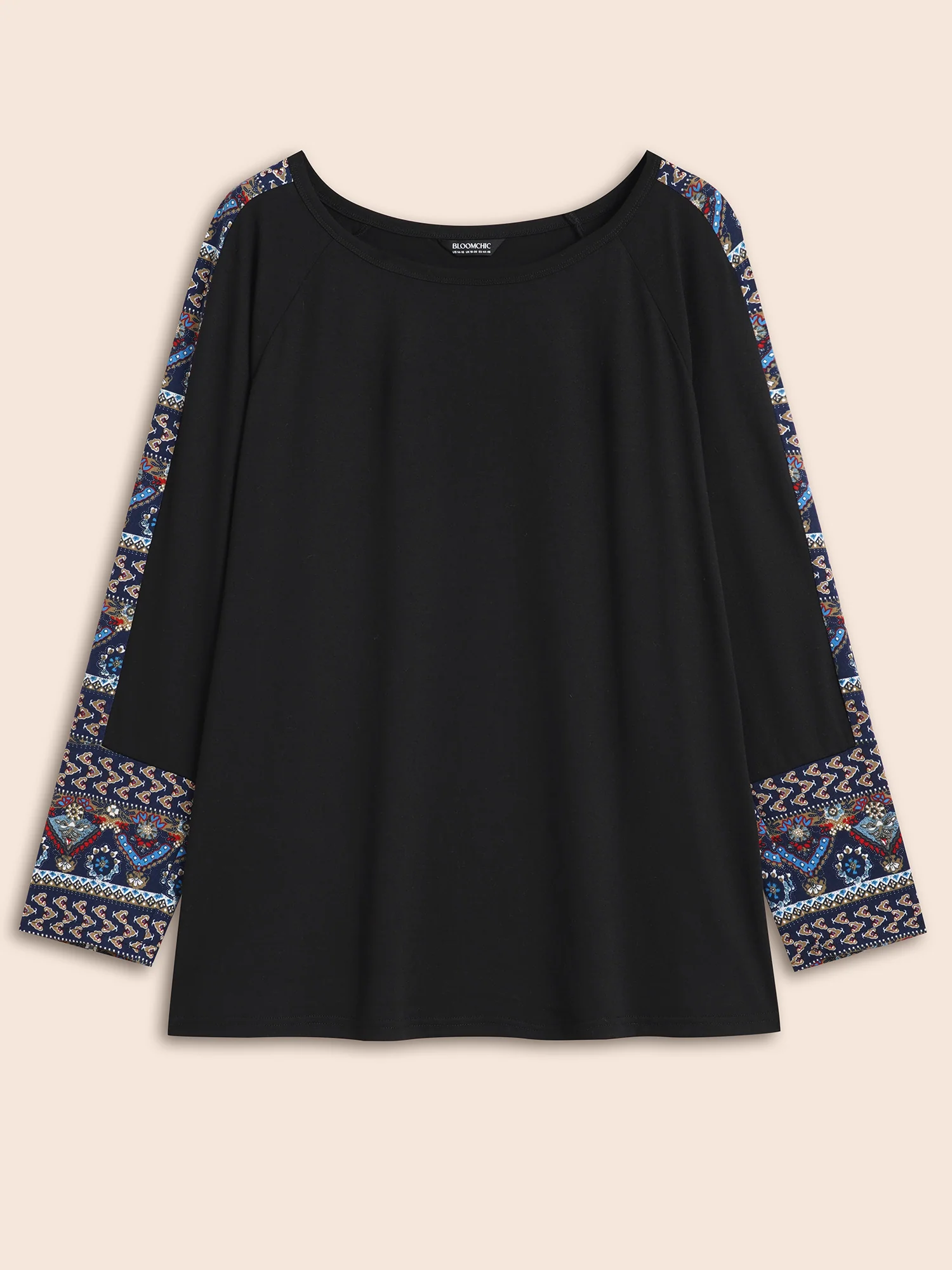 Bandana Print Patchwork Round Neck T-shirt - Image 6