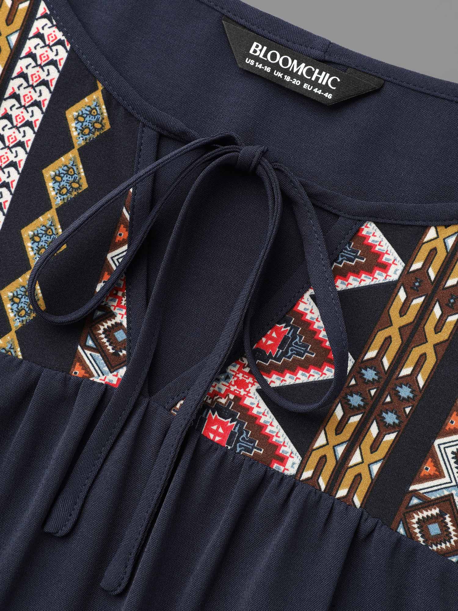 Bandana Print Patchwork Ties Blouse - Image 6