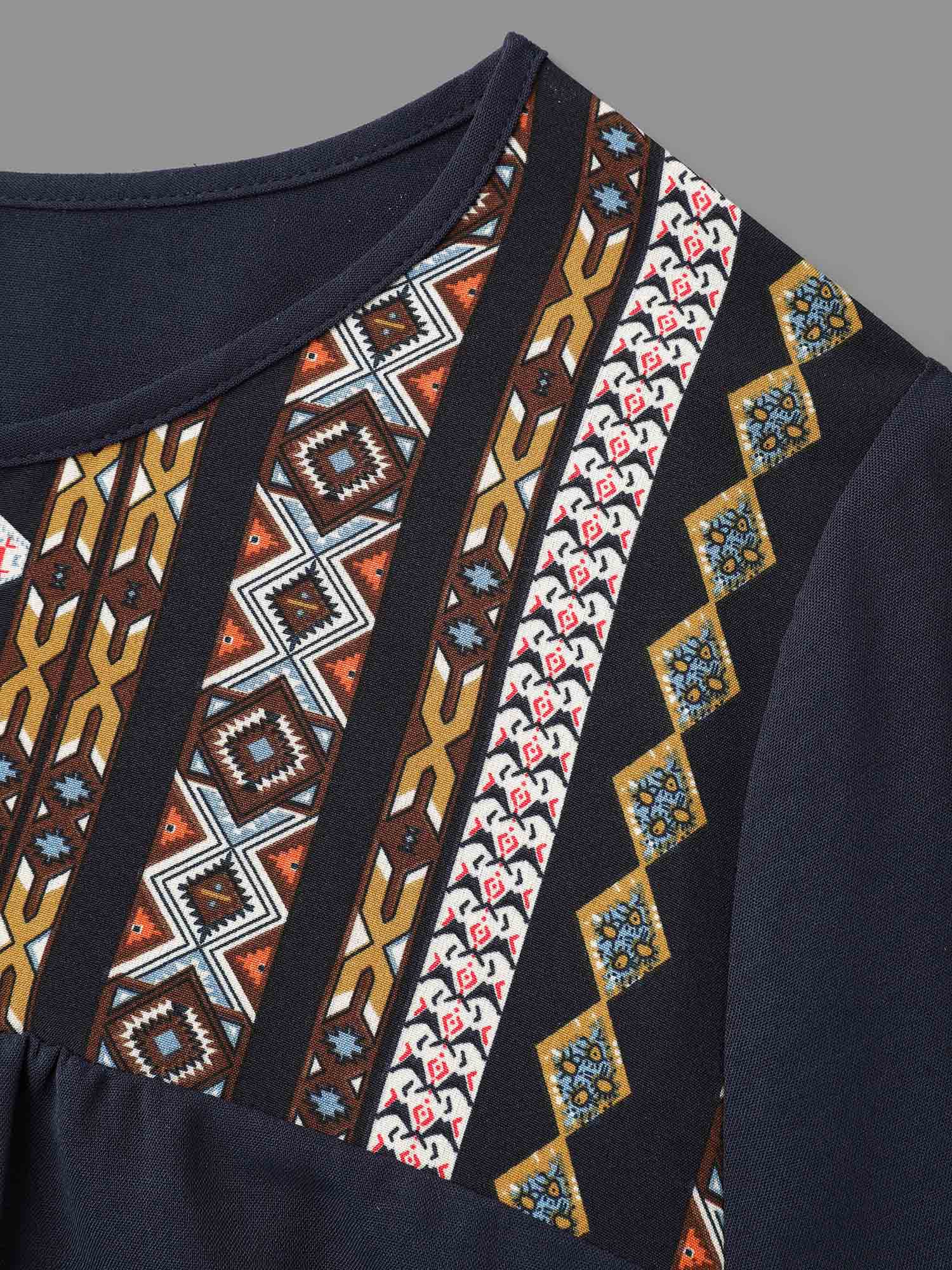 Bandana Print Patchwork Ties Blouse - Image 7