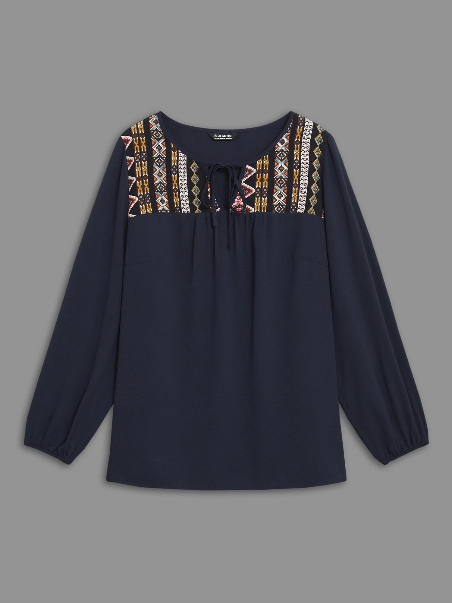 Bandana Print Patchwork Ties Blouse - Image 8