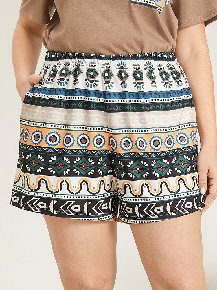 Bandana Print Pocket Elastic Waist Pajama Bottoms - Image 3