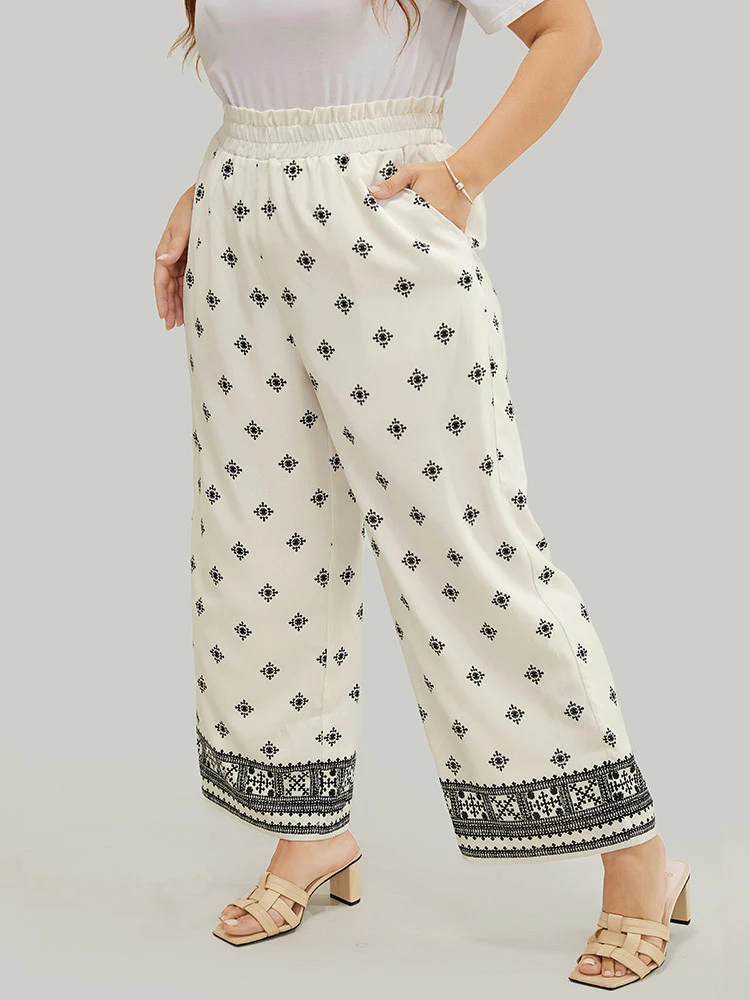 Bandana Print Pocket Paperbag Waist Pants - Image 3