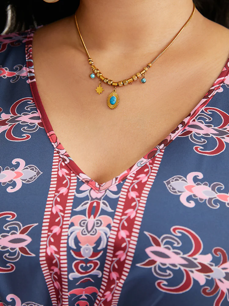Bandana Print Pocket Shirred Bowknot Dress - Image 6