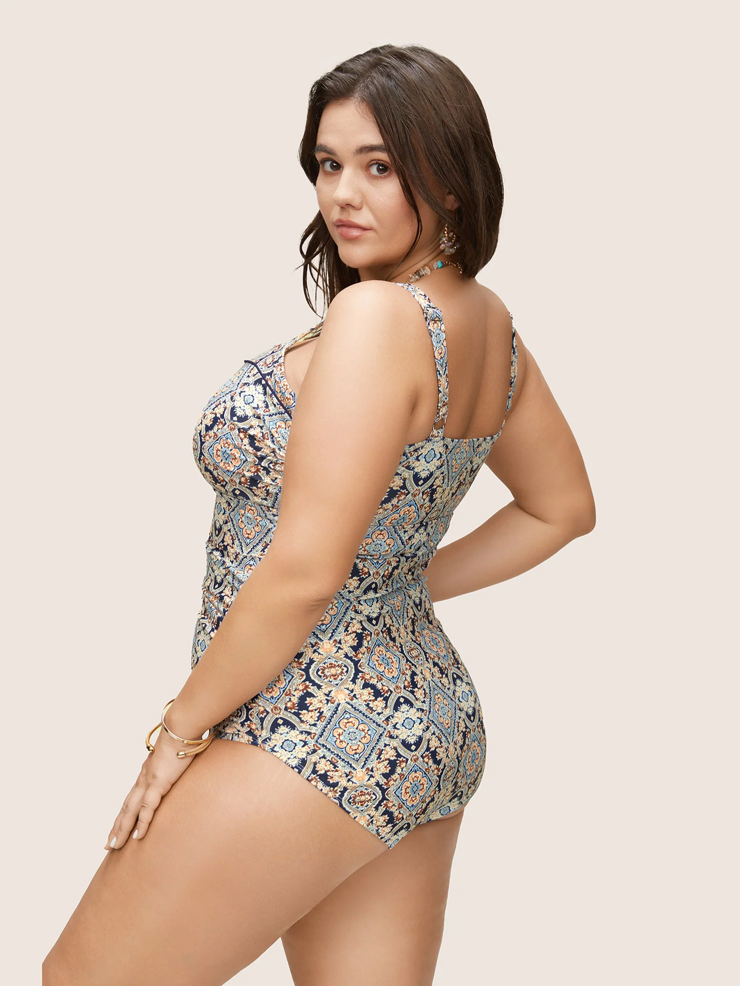 Bandana Print Ruched Cami One Piece Swimsuit - Image 2