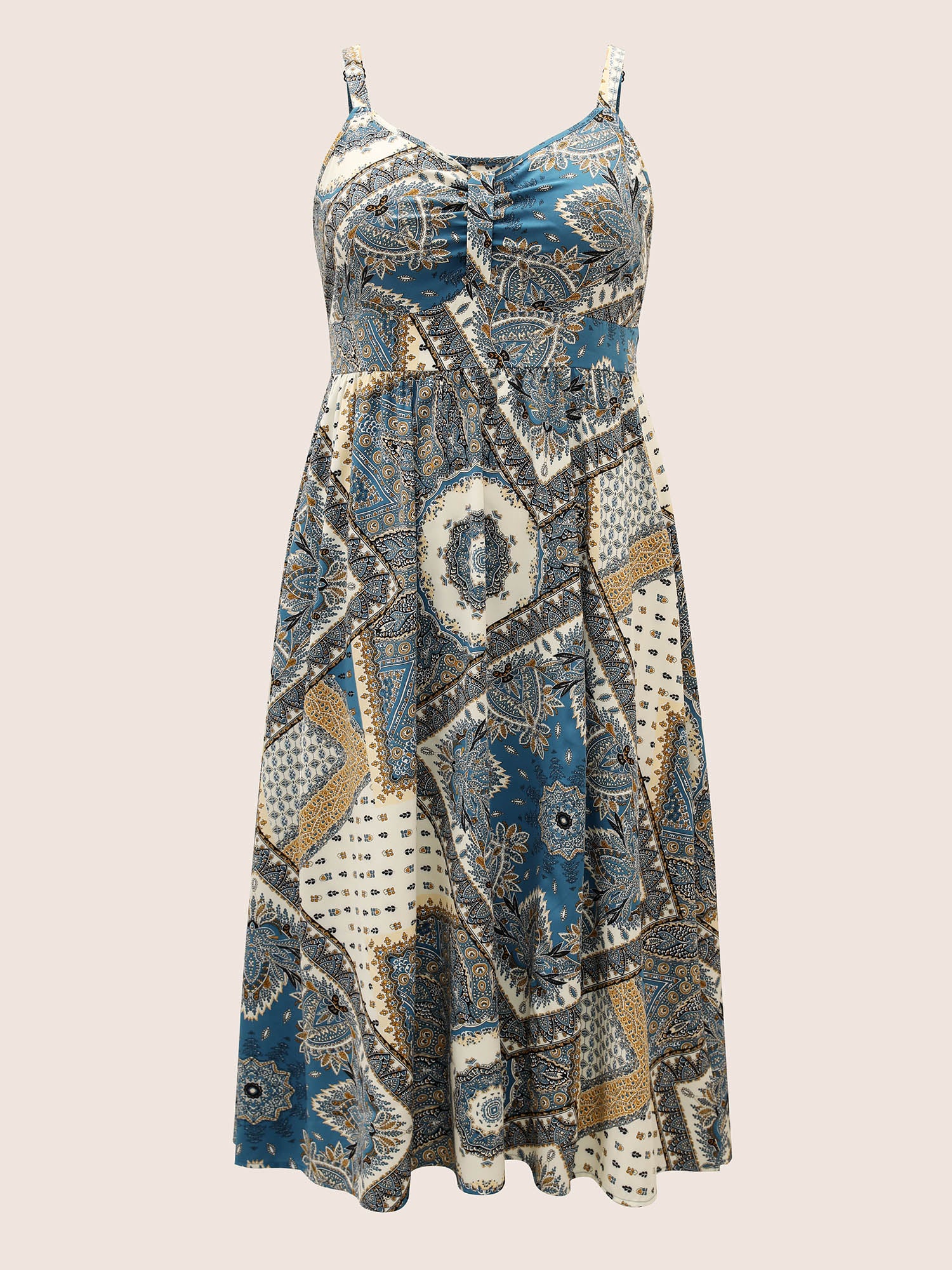 Bandana Print Ruched Split Hem Cami Dress - Image 7