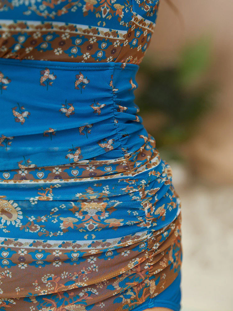 Bandana Print Sculpt Waist Wrap One Piece Swimsuit - Image 10